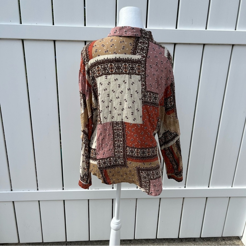 Mystree button down patchwork blouse - Picture 2 of 7